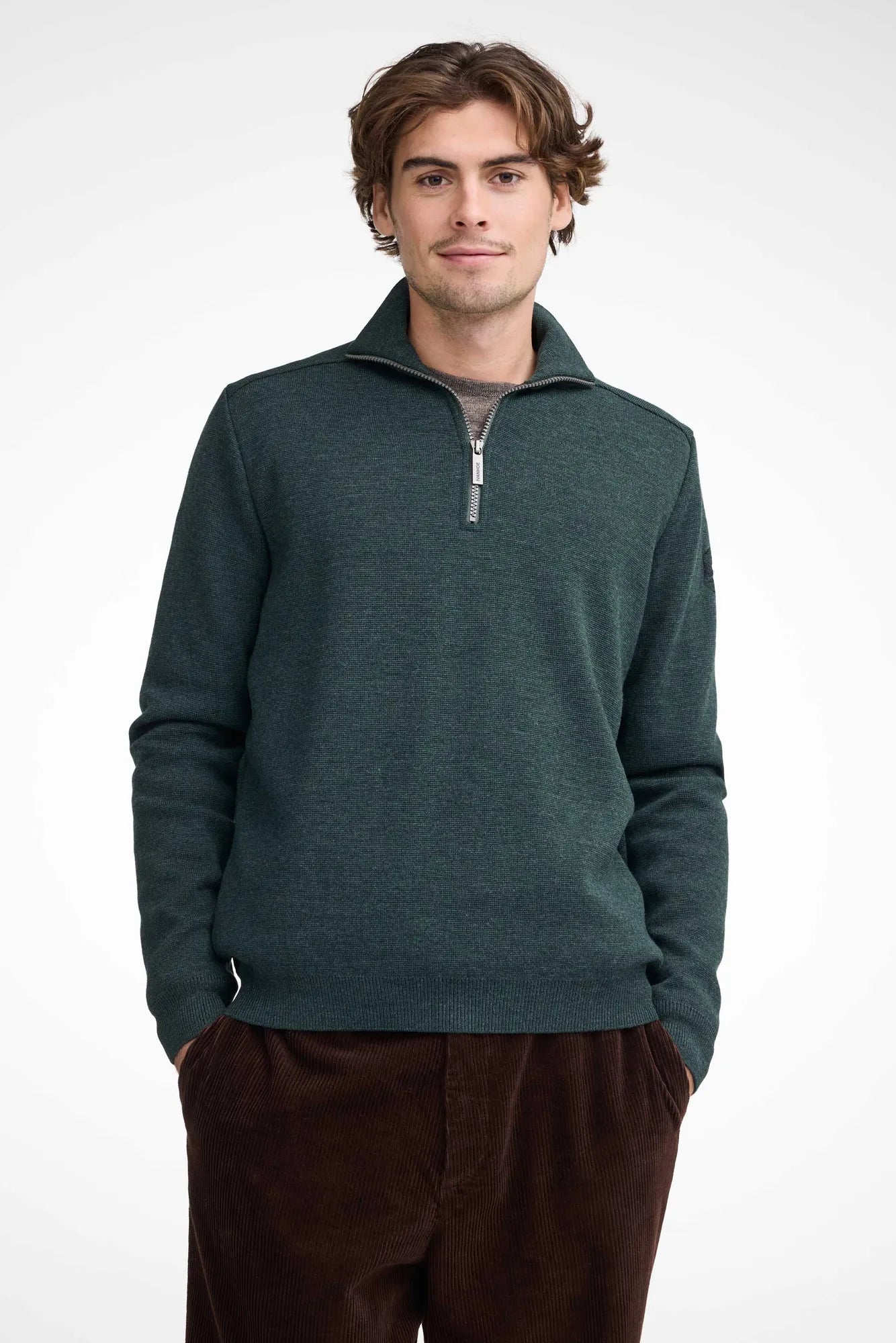 Ivanhoe Ruben Half Zip WB Herren Pullover Rifle Green Merino