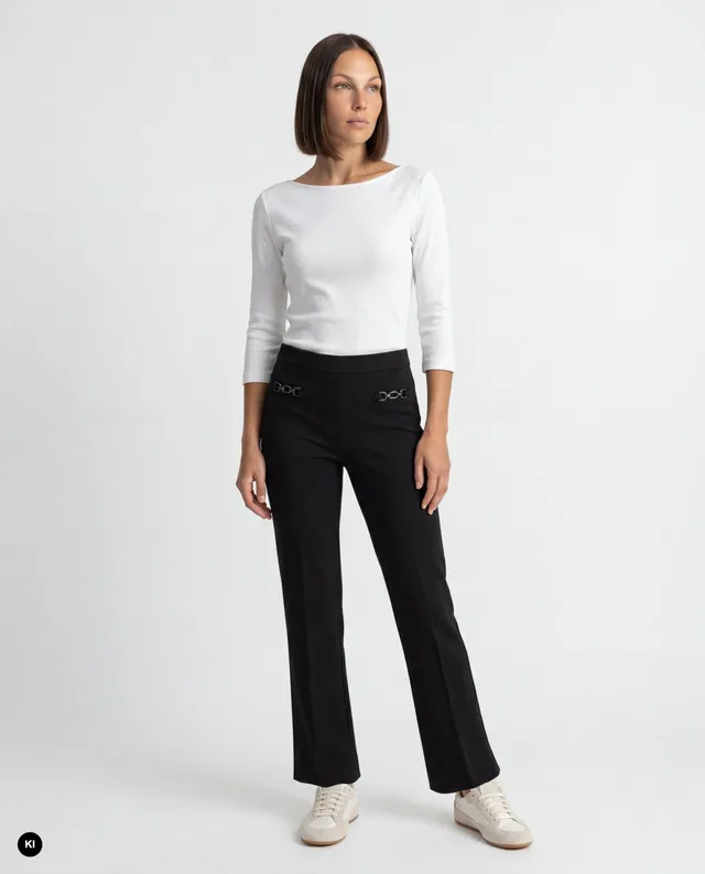 Stehmann Editta Hose schwarz Piqué-Jersey Kette