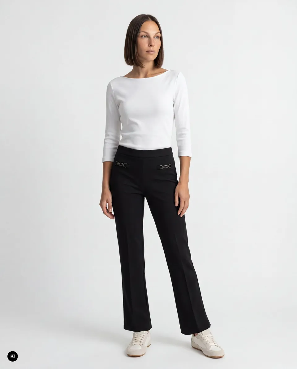 Stehmann Editta Hose schwarz Piqué-Jersey Kette