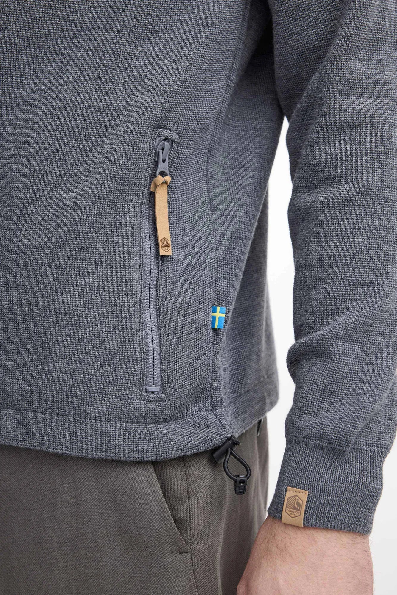 Ivanhoe Ziptröjor Helmer Full Zip Strickjacke Grau 100% Merino
