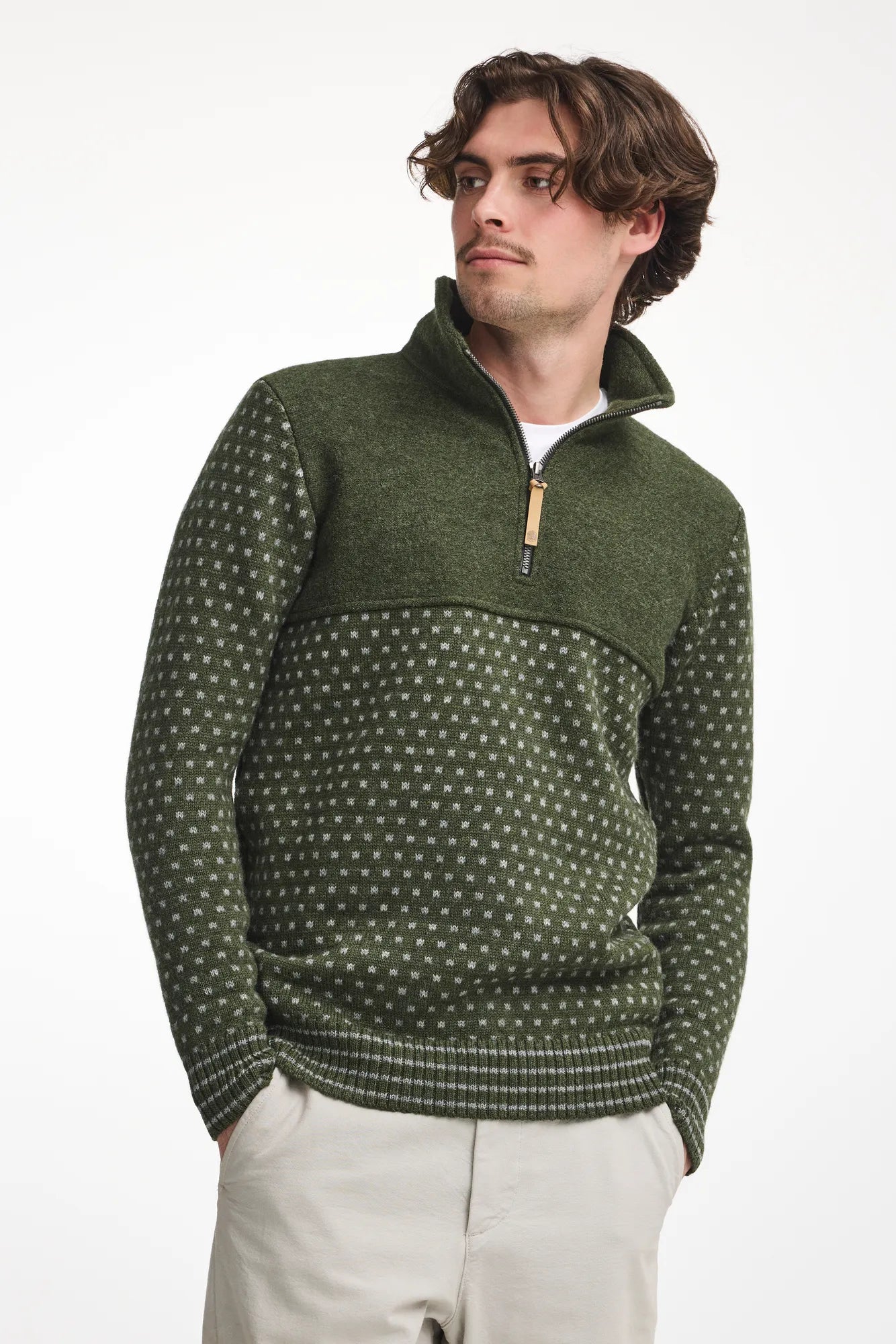 Ivanhoe Sverre Half Zip Pullover Loden Green S 100% Wolle