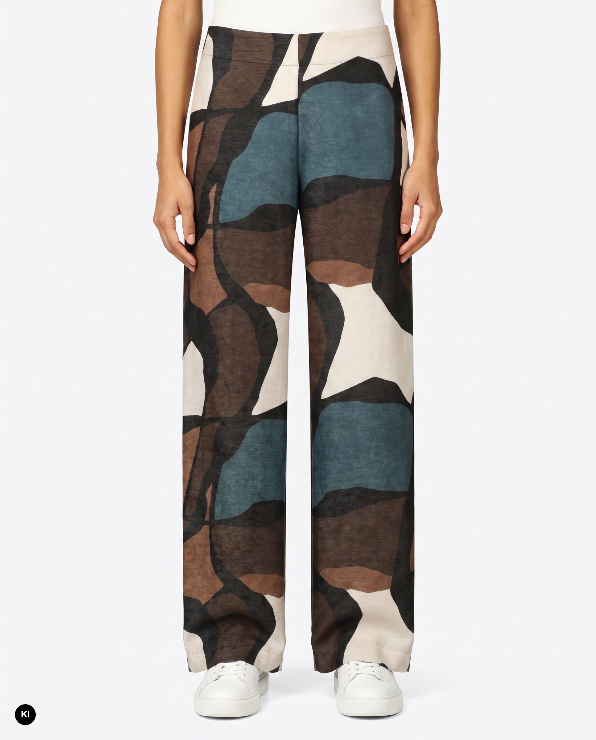 Stehmann Fritzie Velvet Print Hose jeansblau weit