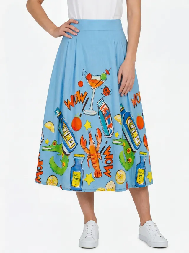 Stehmann Midi-Rock Nadine Midi Rock aquamarin Baumwolle