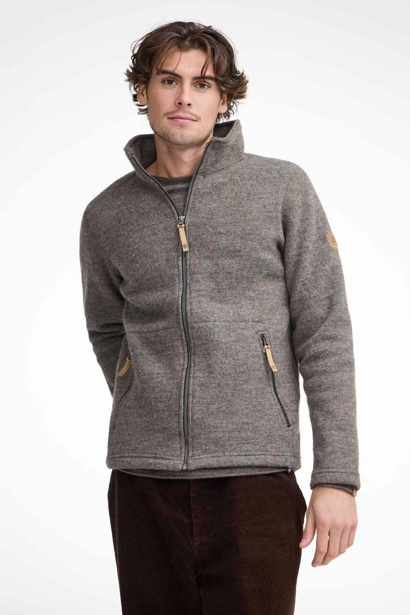 Ivanhoe NLS Sap Full Zip Strickjacke Nutmeg 100% Wolle
