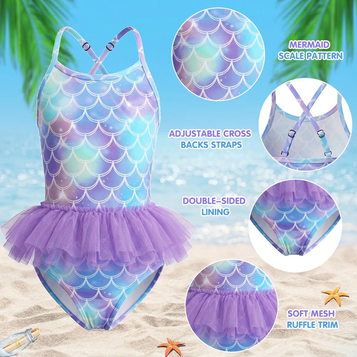YYDSXK Swimwear Badeanzug Mädchen Meerjungfrau 5-6 Jahre