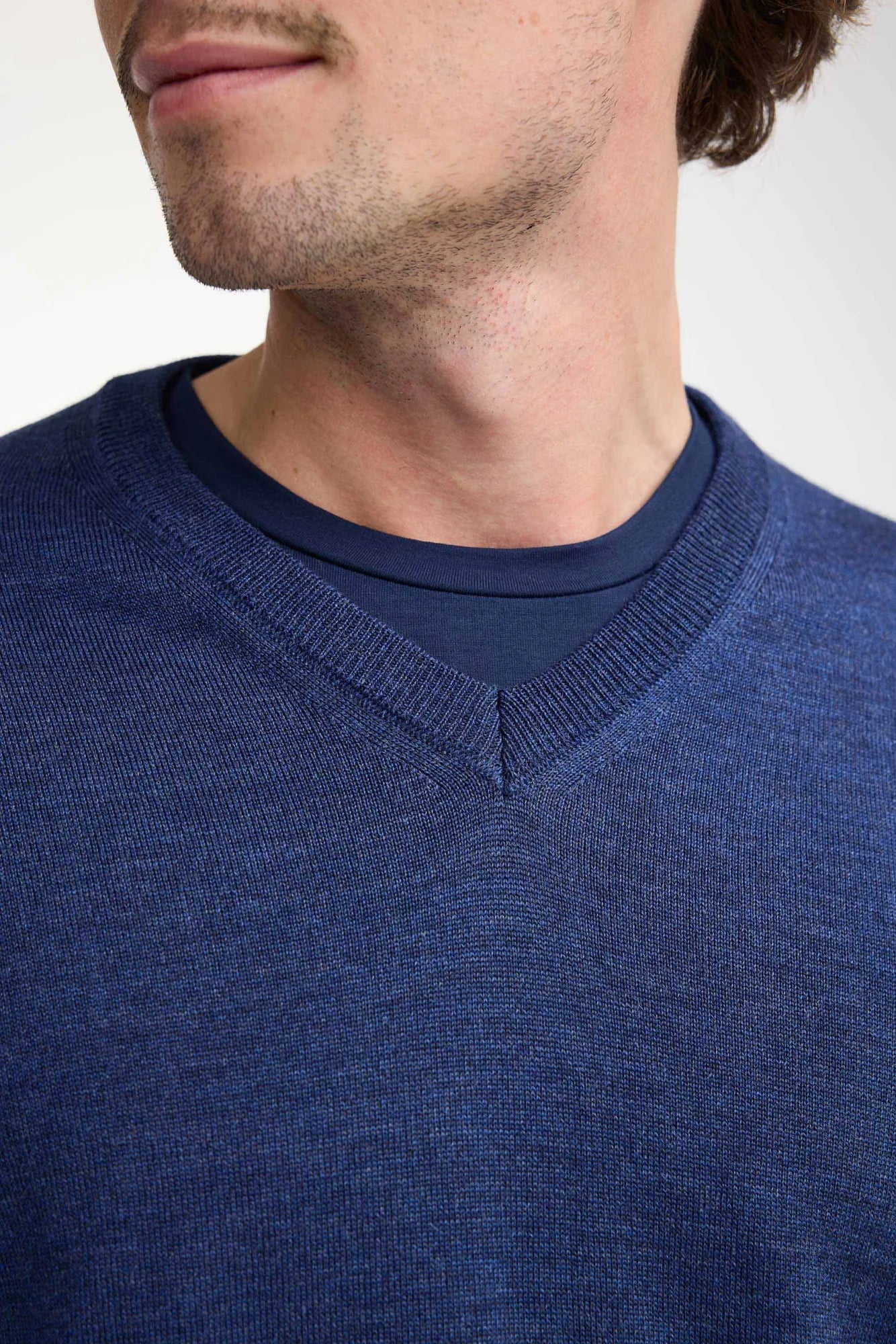 Ivanhoe Merino V-Neck Pullover Steelblue Merino