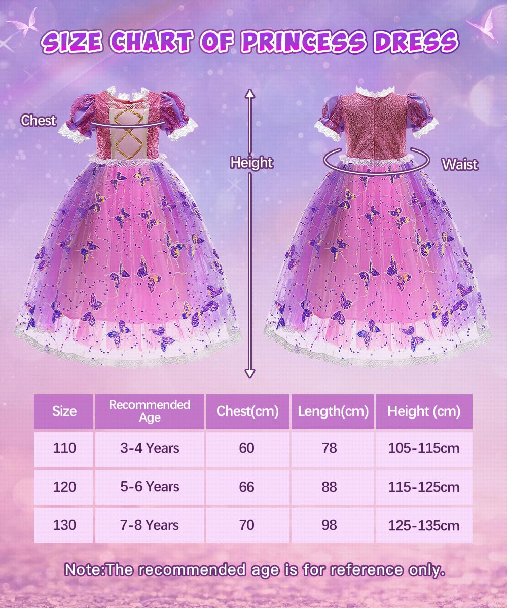 YYDSXK Prinzessin Kleid Mädchen 110 Lila mit Krone Kette