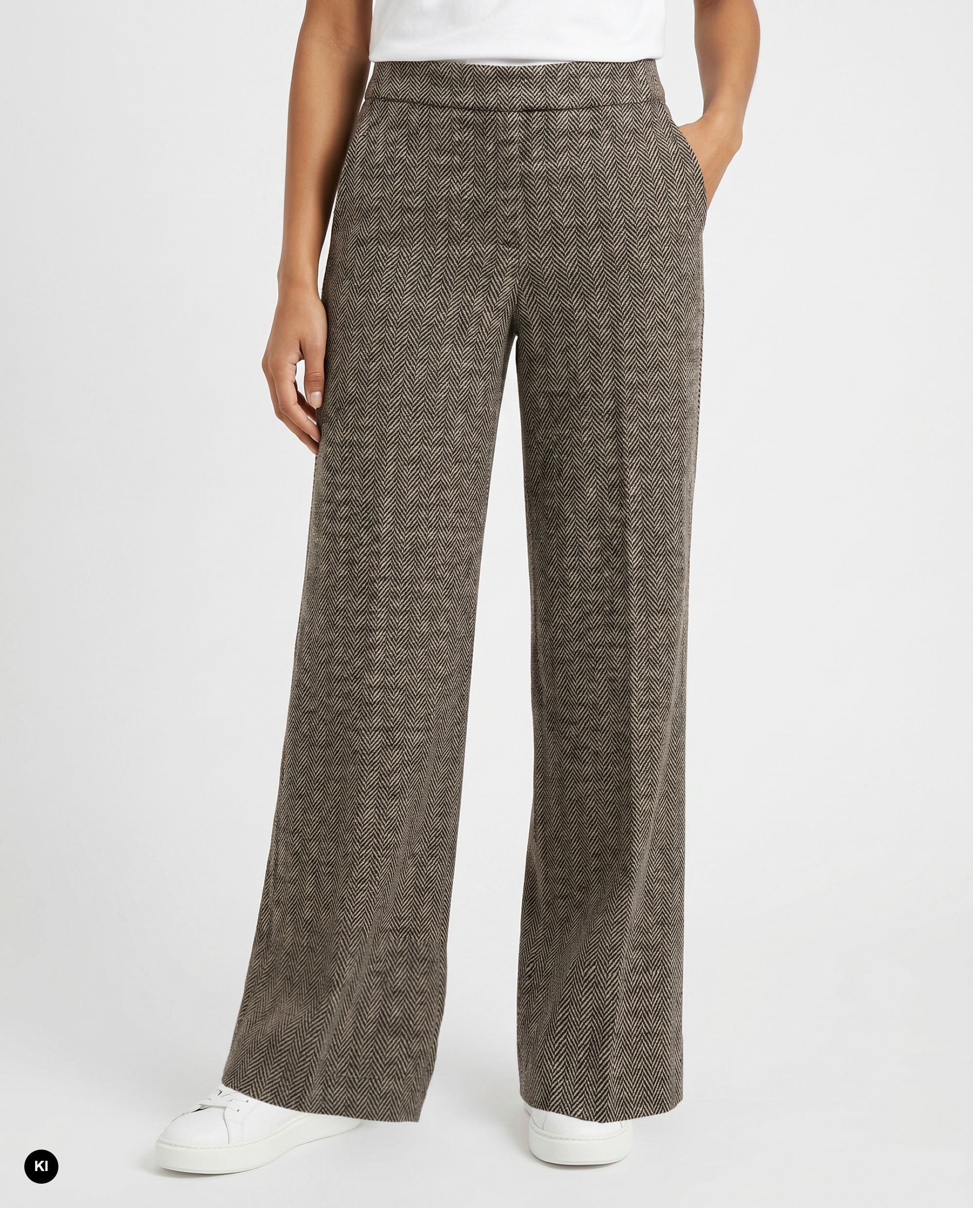 Stehmann Flanna Straight Fit Hose schwarz Jersey Tweed