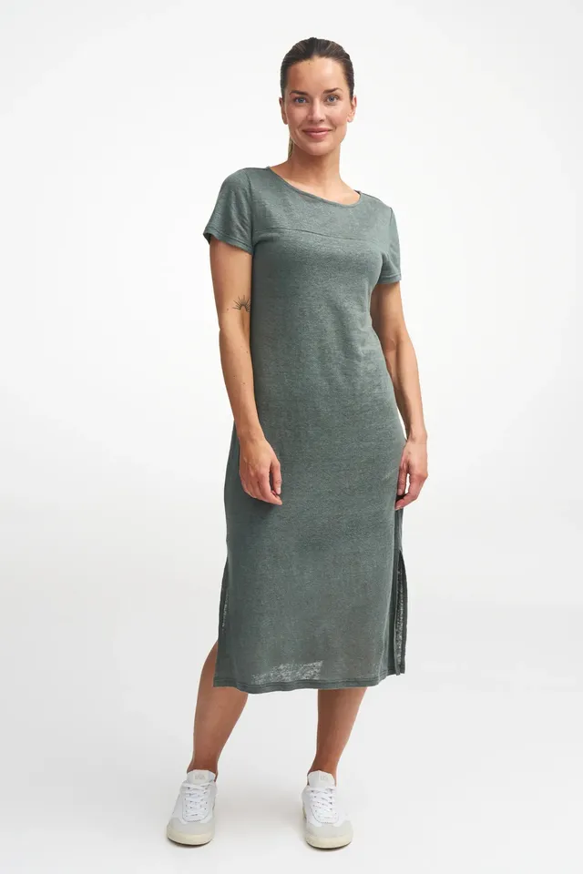 Ivanhoe Edla Damen Leinenkleid Dark Olive 38 Midi
