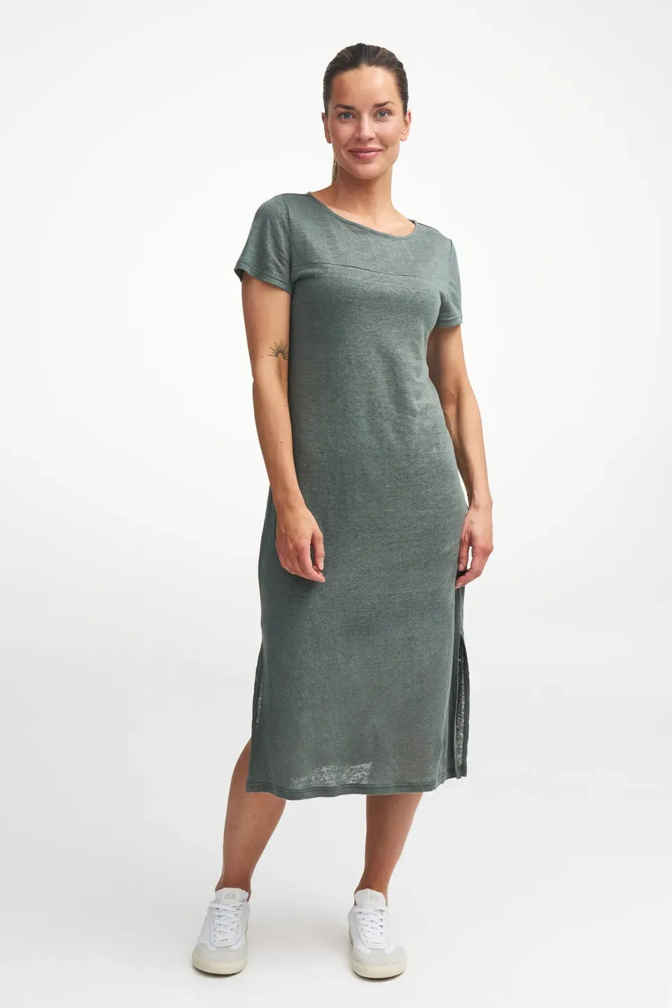 Ivanhoe Edla Damen Leinenkleid Dark Olive 38 Midi
