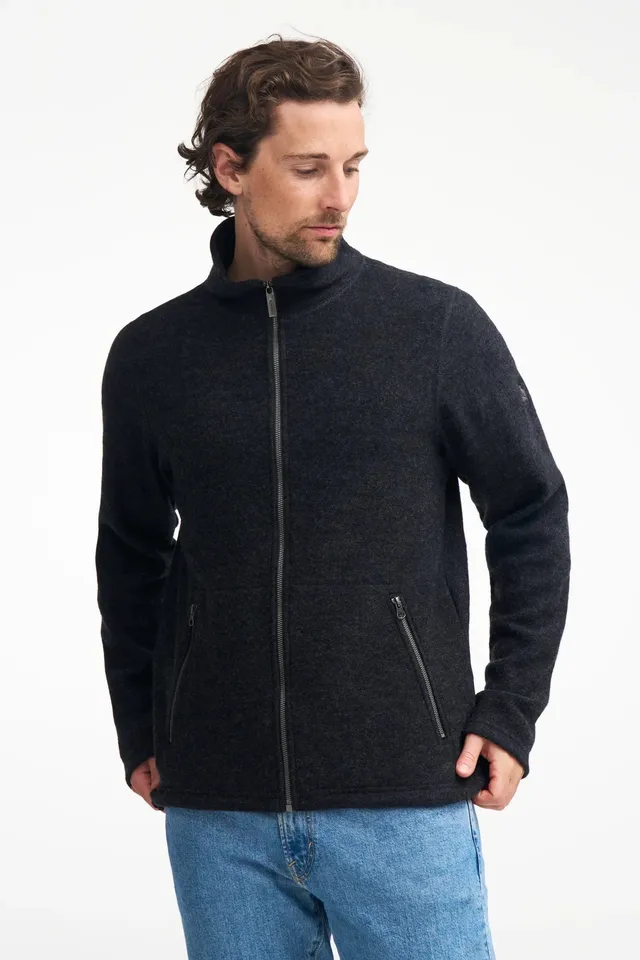 Ivanhoe Ziptröjor Bruno Full Zip Wolljacke Schwarz Wolle Tencel