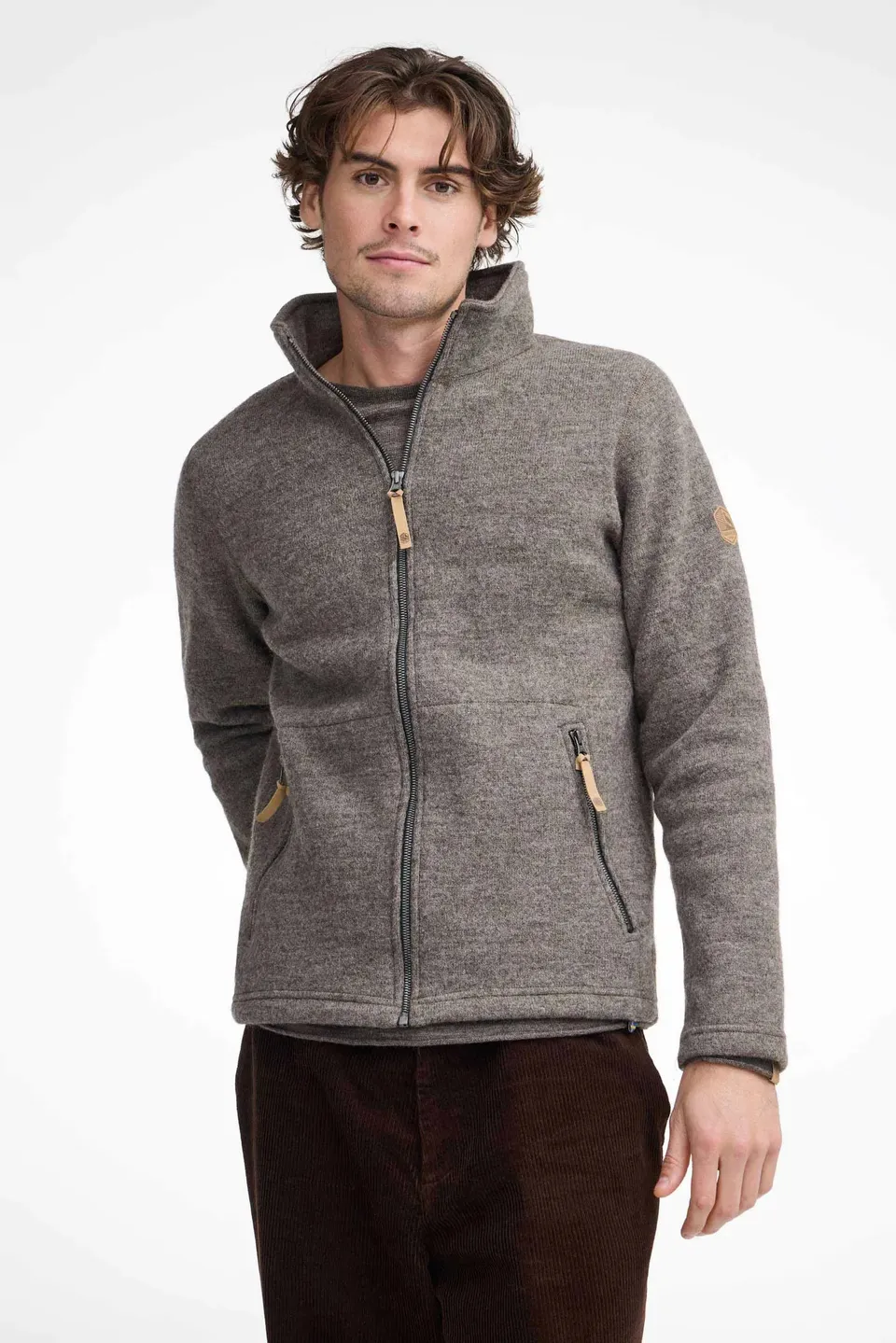 Ivanhoe NLS Sap Full Zip Strickjacke Nutmeg 100% Wolle