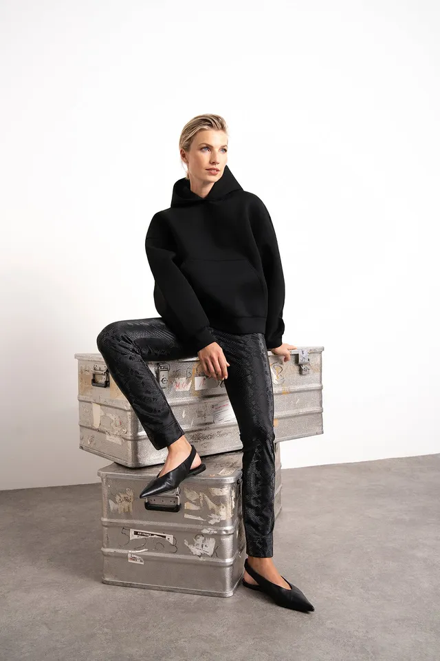 Stehmann Loli 7/8 Slim Fit Hose schwarz Shiny Snake