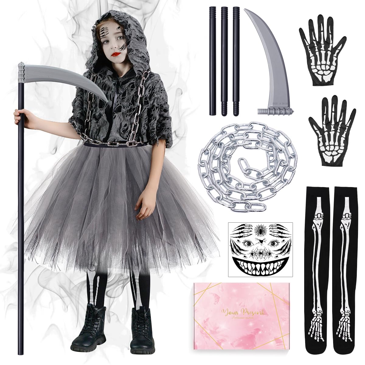 YYDSXK Sensenmann Kostüm Kinder Gr. 140 Halloween