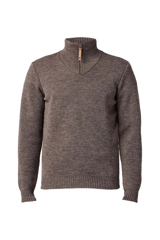 Ivanhoe NLS Elm Zip Wollpullover Herren Nutmeg ungefärbt
