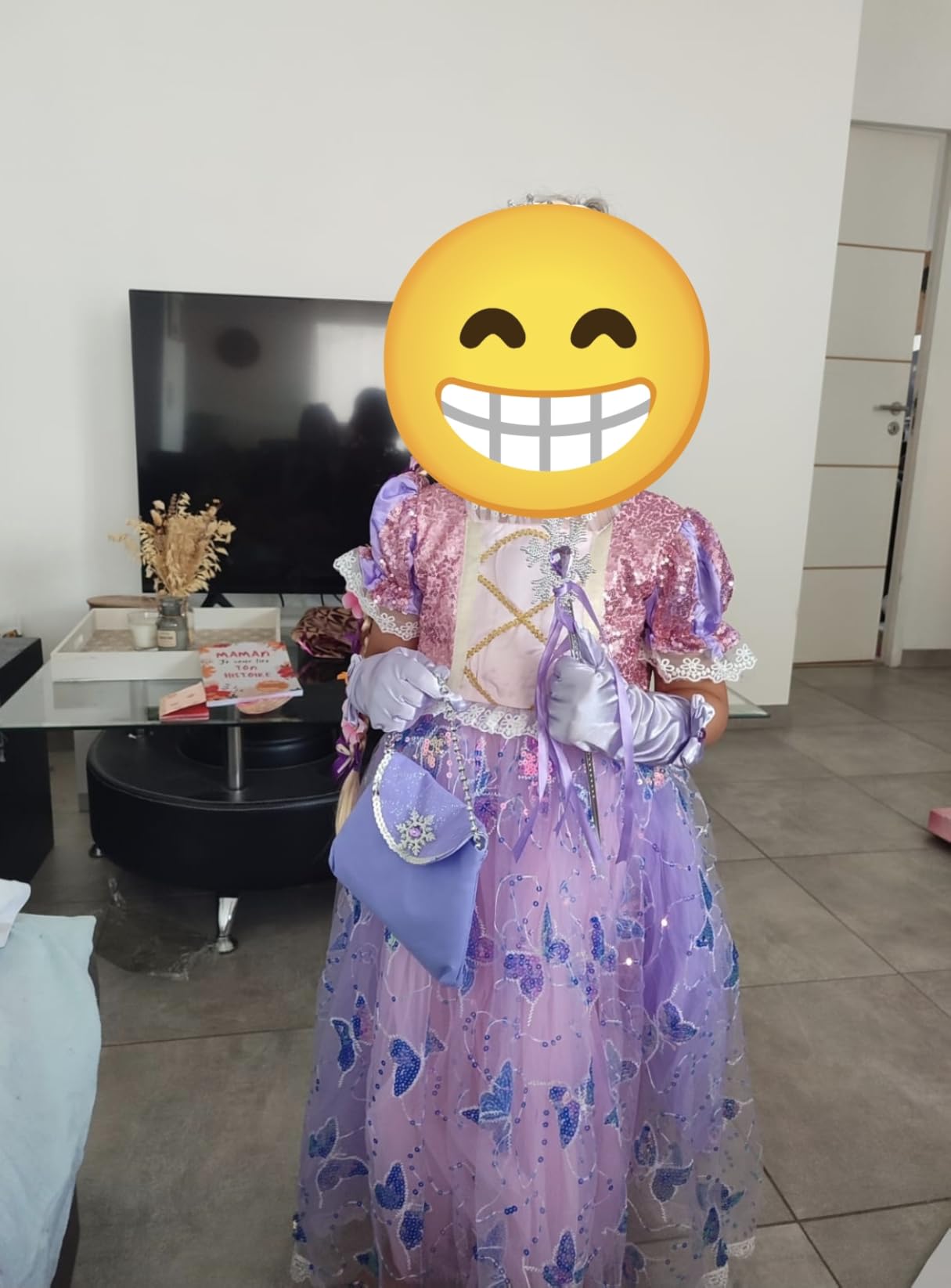 YYDSXK Prinzessin Kleid Mädchen 110 Lila mit Krone Kette