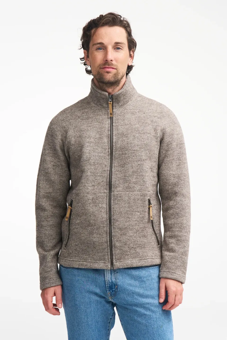 Ivanhoe Ziptröjor NLS Sap Full Zip Wolljacke Latte ungefärbt