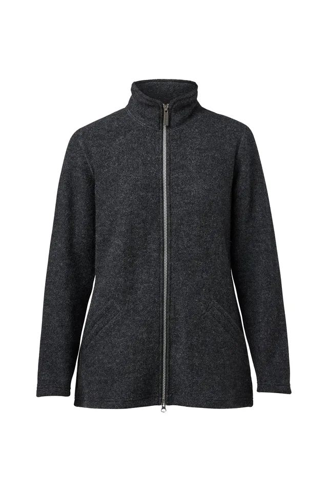 Ivanhoe Brodal Long Classic Strickjacke Graphite Marl 100% Wolle