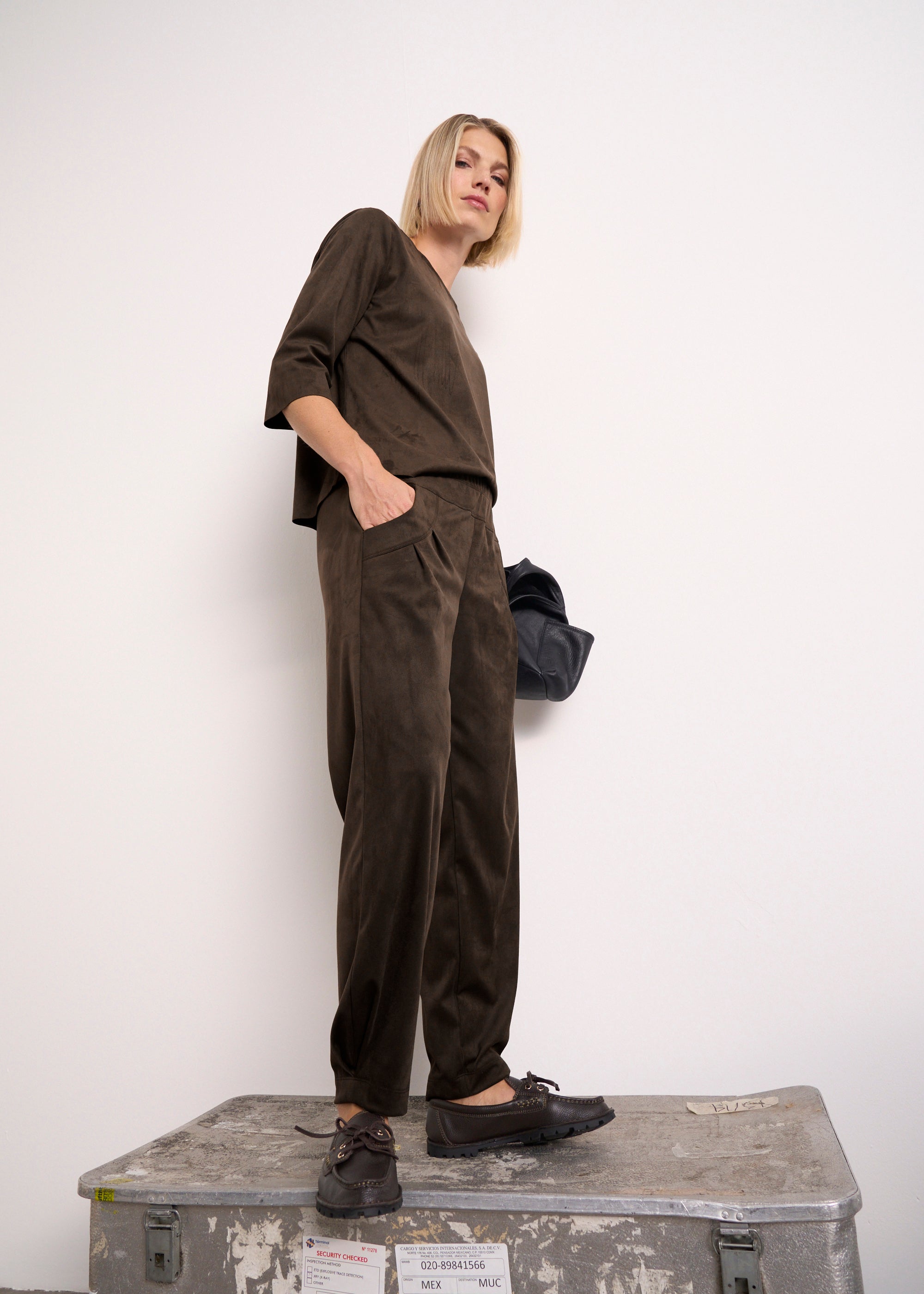Stehmann Rachell 6/8-Hose dark brown Suede vegan