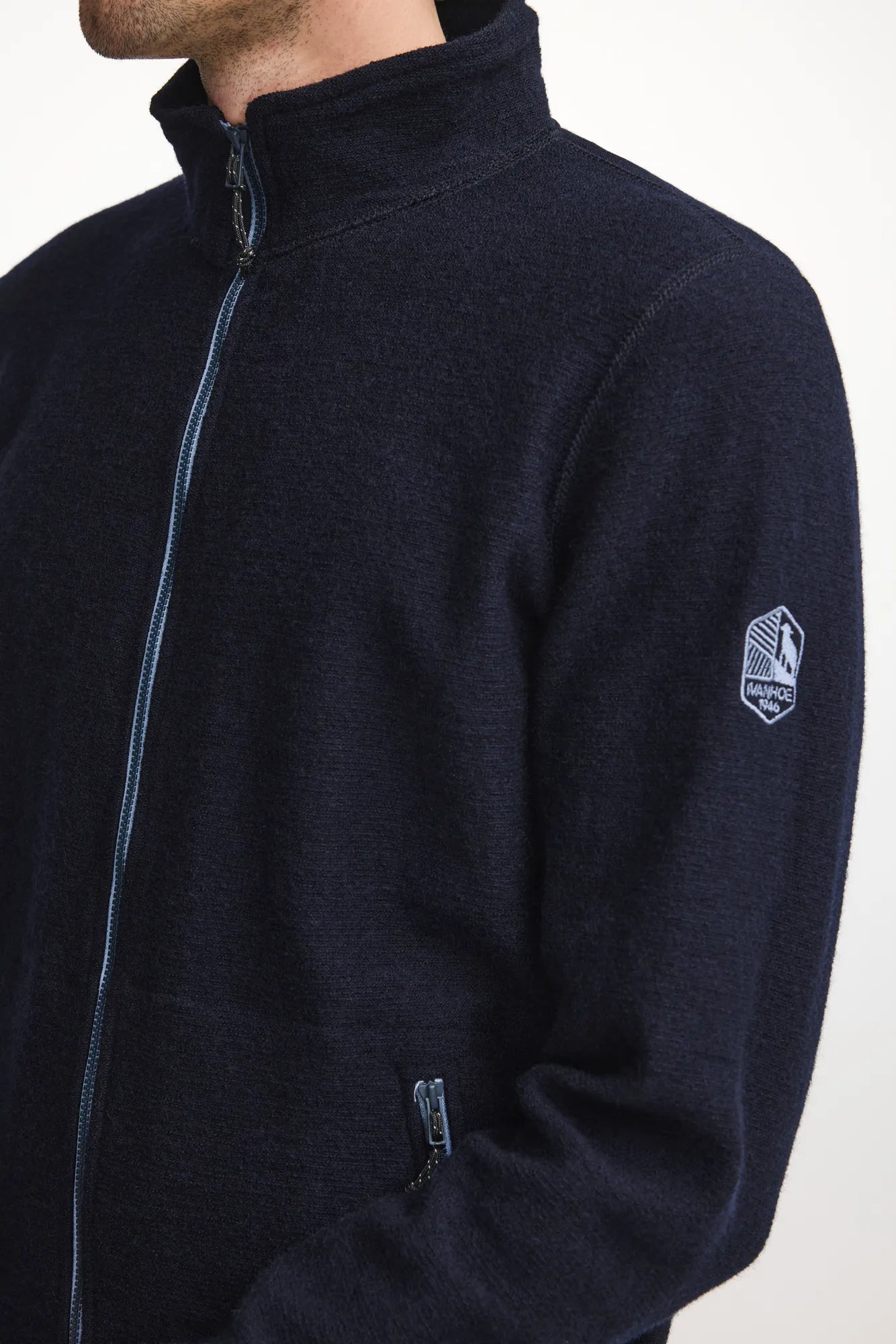 Ivanhoe Louie Full Zip Wollpullover Herren navy 98% Wolle