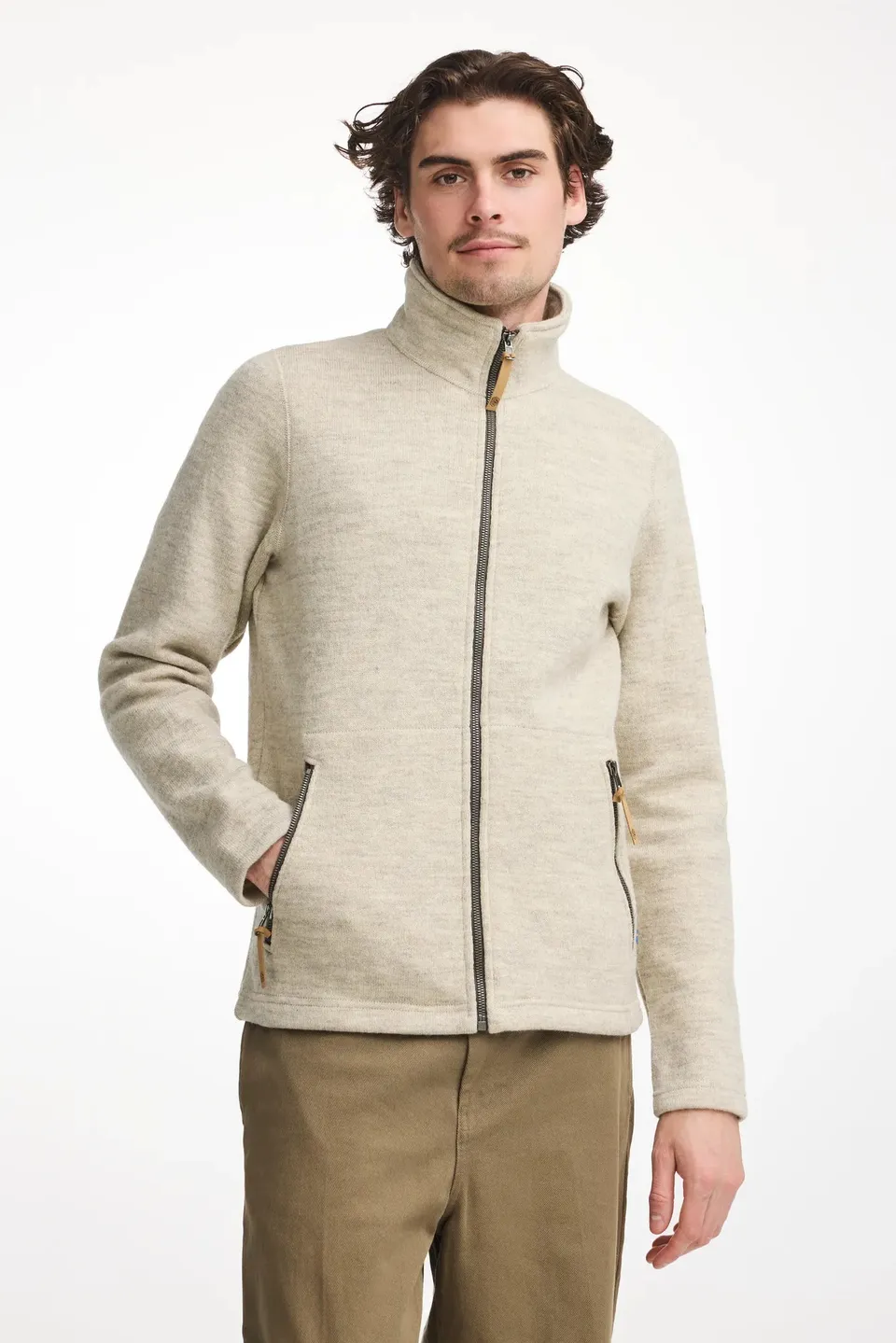 Ivanhoe NLS Sap Full Zip Strickjacke Birch 100% Wolle
