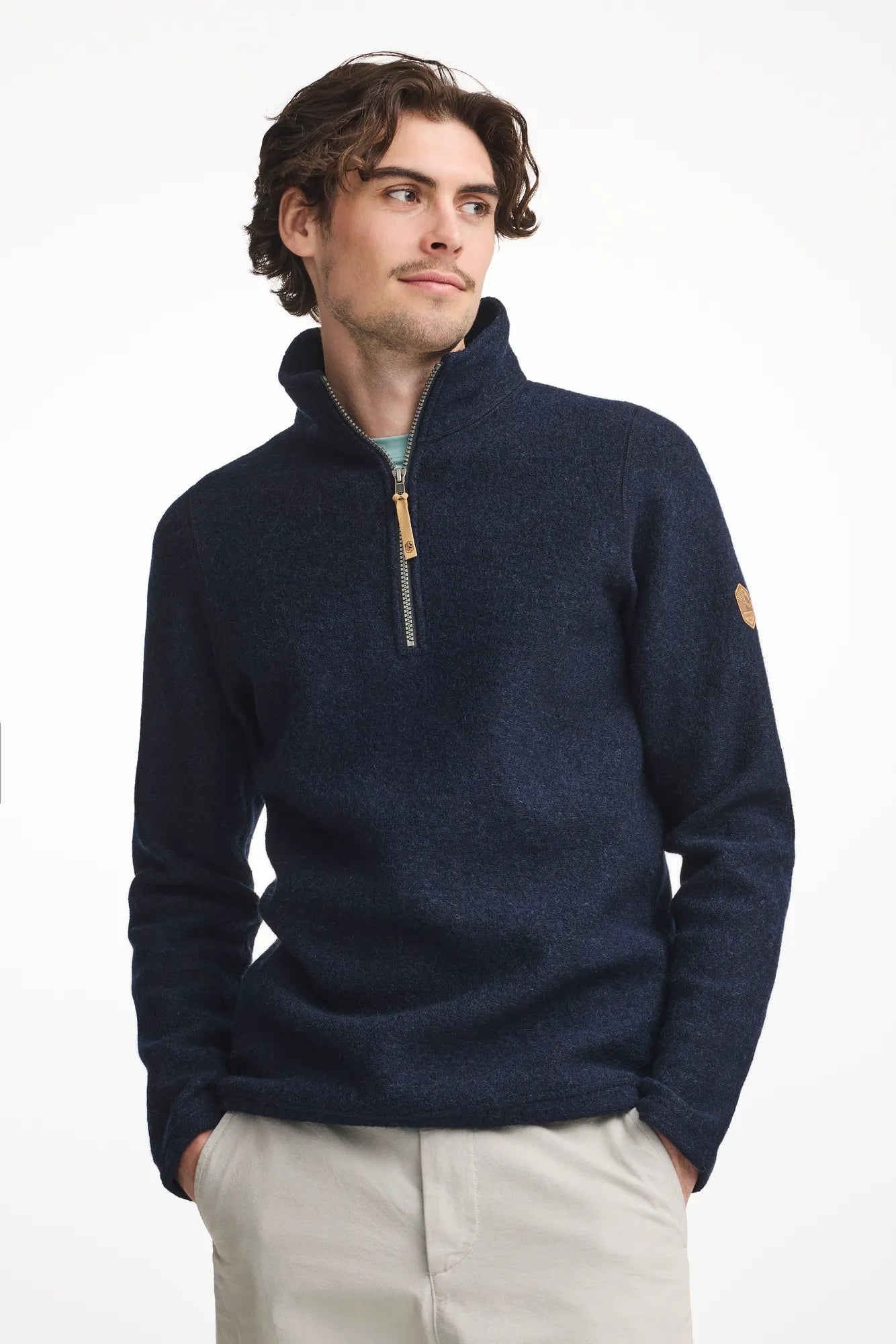 Ivanhoe Brodal Half Zip Herrenpullover Light Navy Filz