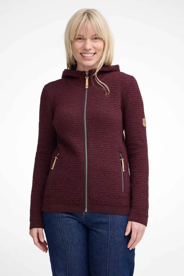 Ivanhoe Morel Hood Strickhoodie ruby wine 40 Wolle