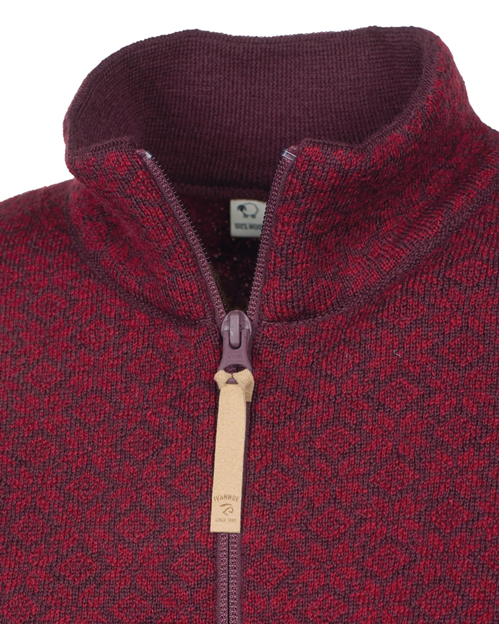 Ivanhoe Fiona Full Zip Strickpullover 38 Deep Red Muster