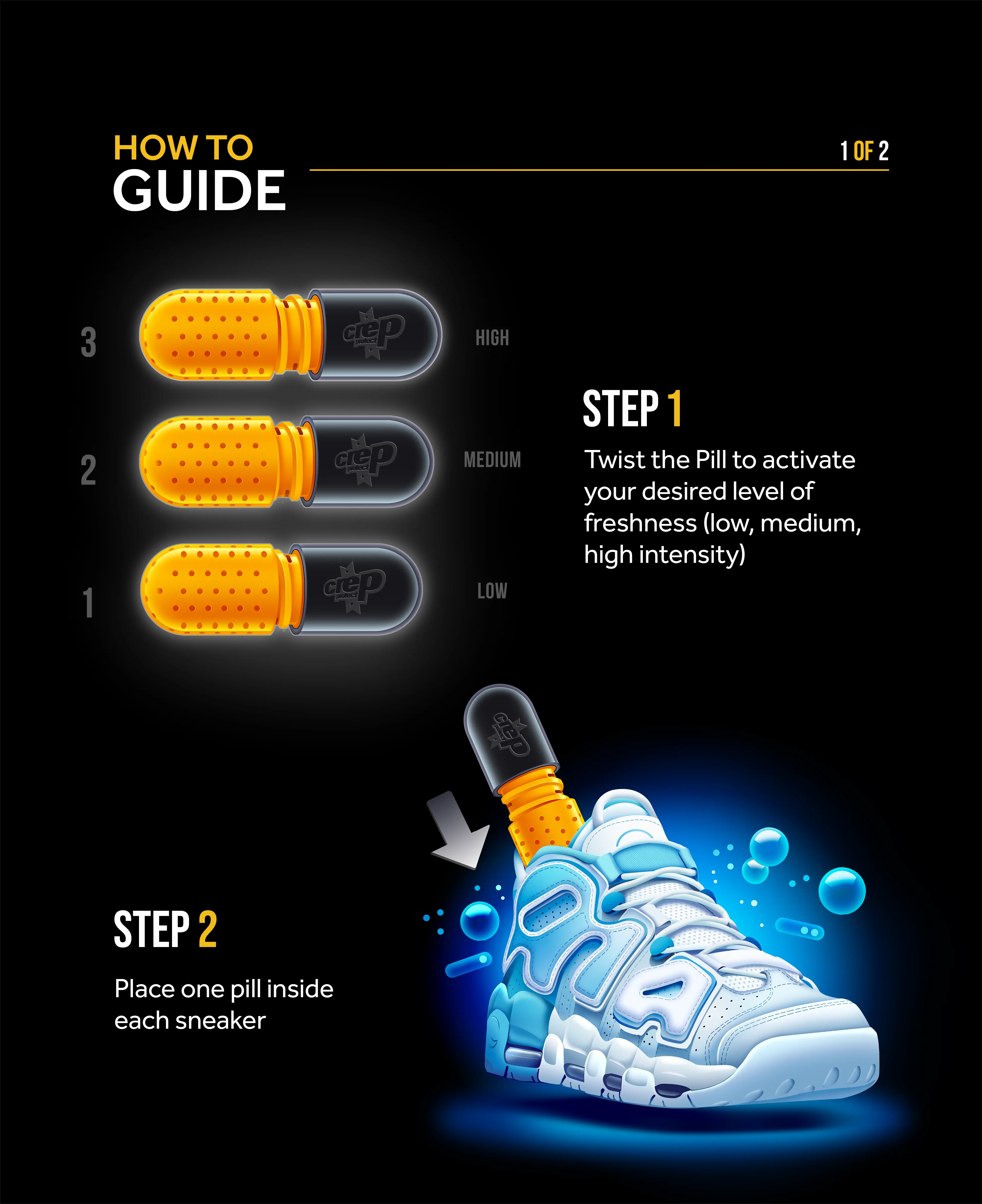 Crep Protect Pill Sneaker-Deo Pills Zeolith 3 Stufen