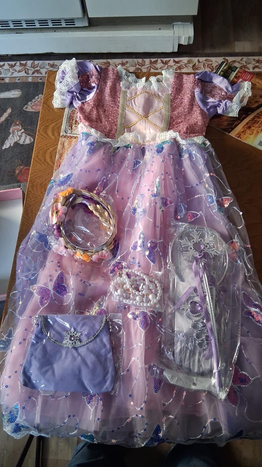 YYDSXK Prinzessin Kleid Mädchen 110 Lila mit Krone Kette