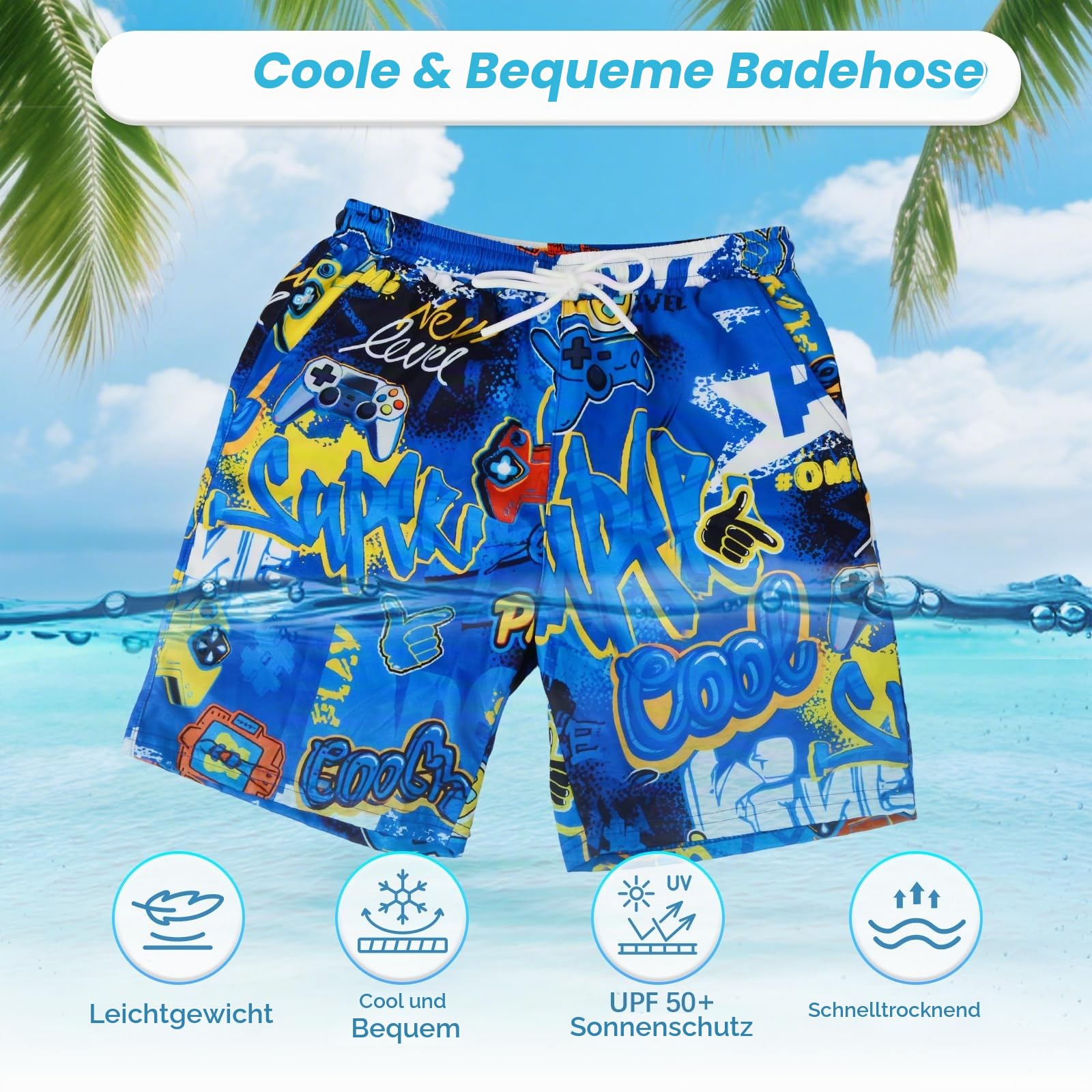 YYDSXK Swimwear Badehose Jungen 150 UV-Schutz 50+ Blau