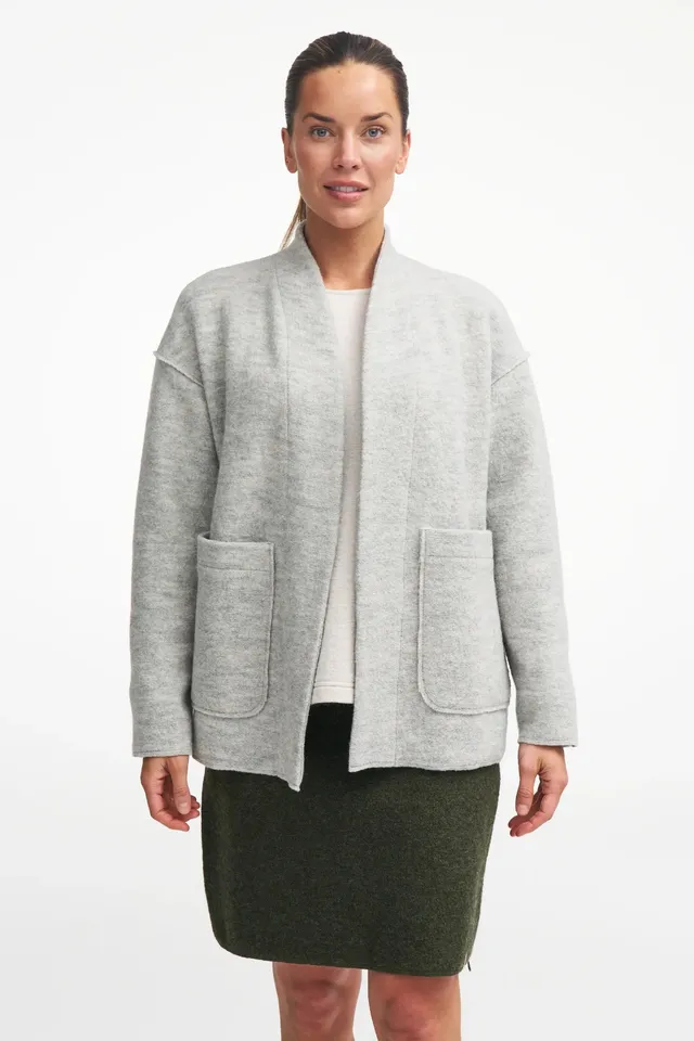 Ivanhoe Ammarp Cardigan Damen Light Silver Grey Filzwolle Oversize