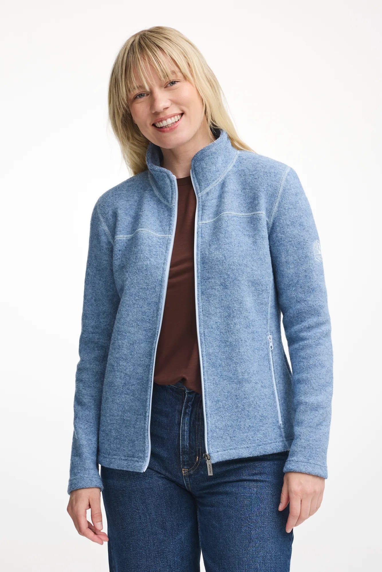 Ivanhoe Beata Full Zip Wolljacke Faded Denim 450g/m²