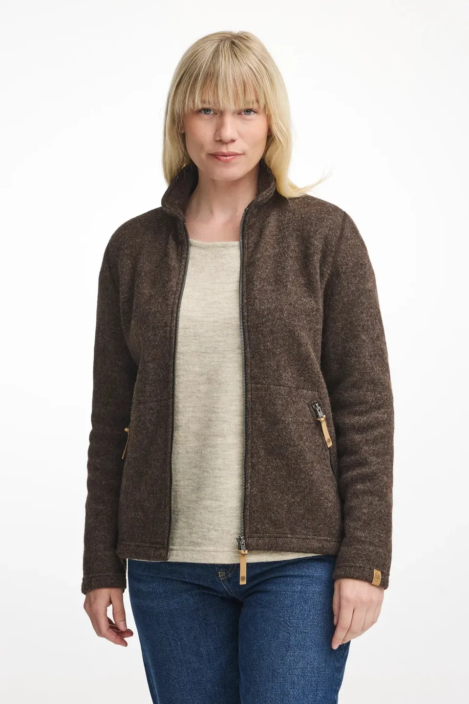 Ivanhoe NLS Twig Full Zip Strickjacke Chocolate ungefärbt