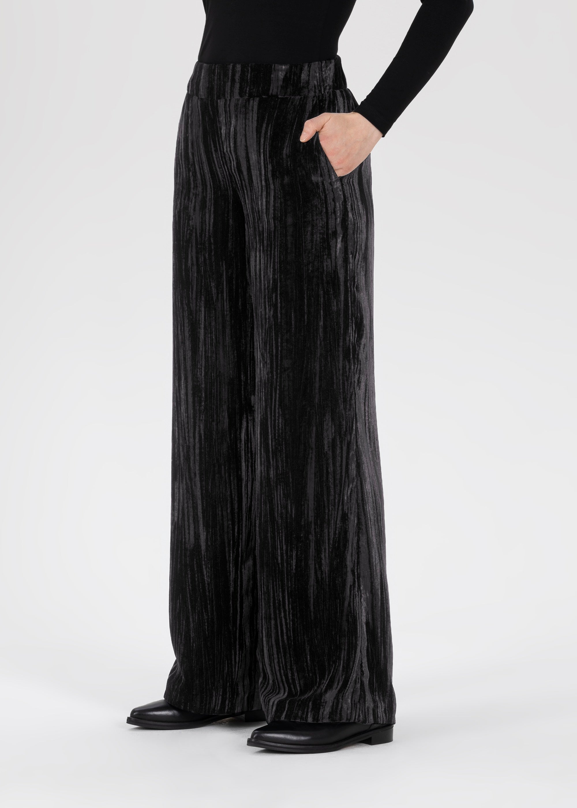 Stehmann Hamatit Hose Relaxed schwarz Crash-Samt