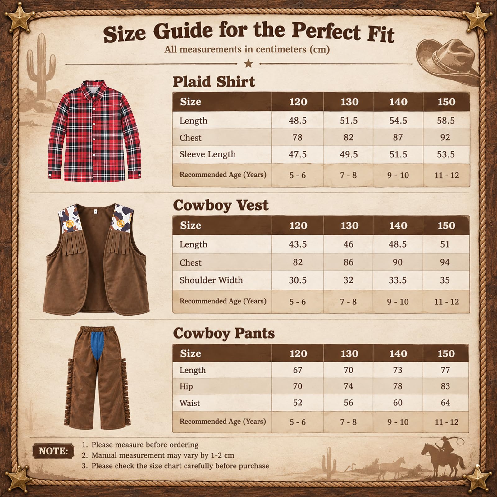 YYDSXK Cowboy Kostüm Kinder Gr. 140 Western