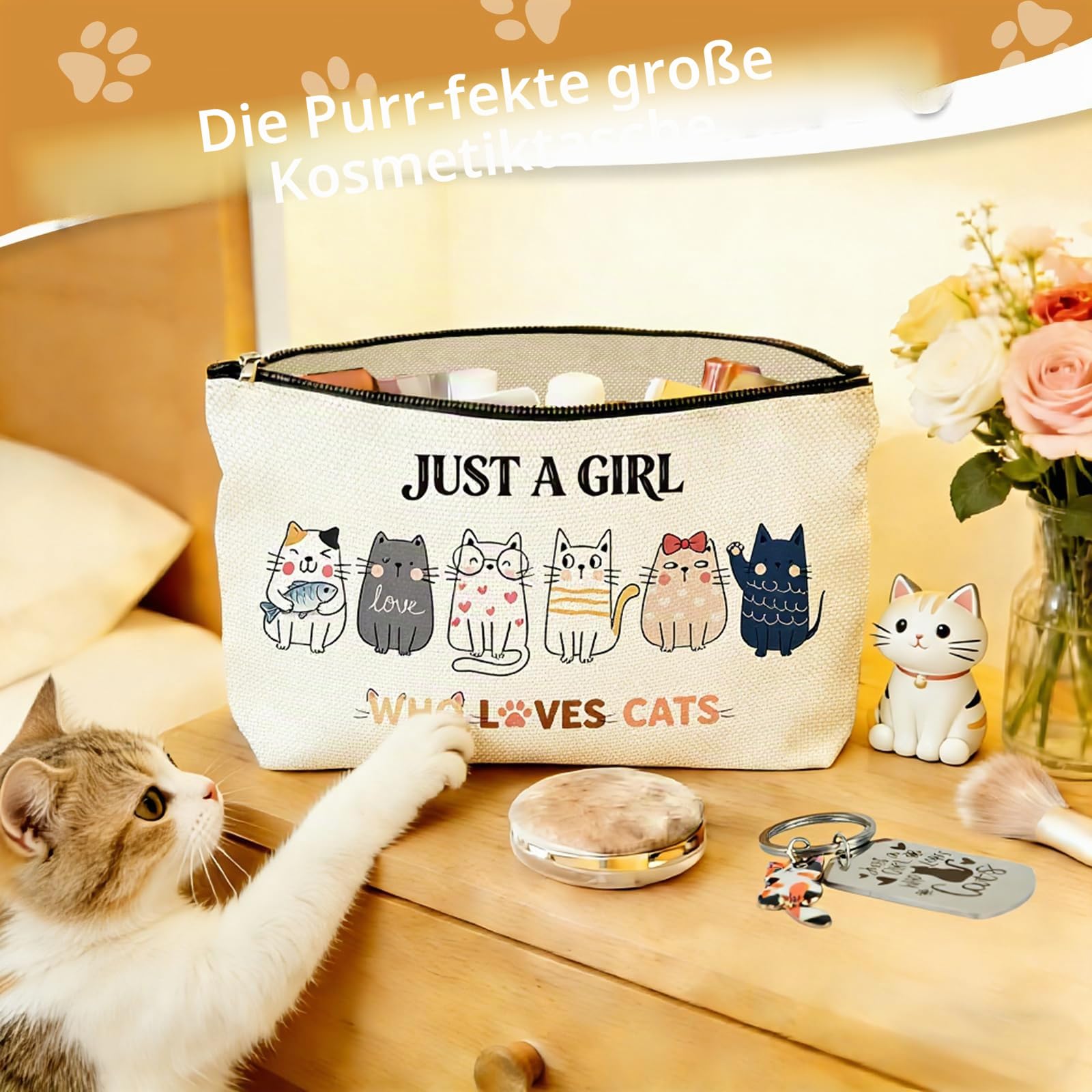 YYDSXK Katzen Tasse mit Deckel 400ml Geschenkset Keramik