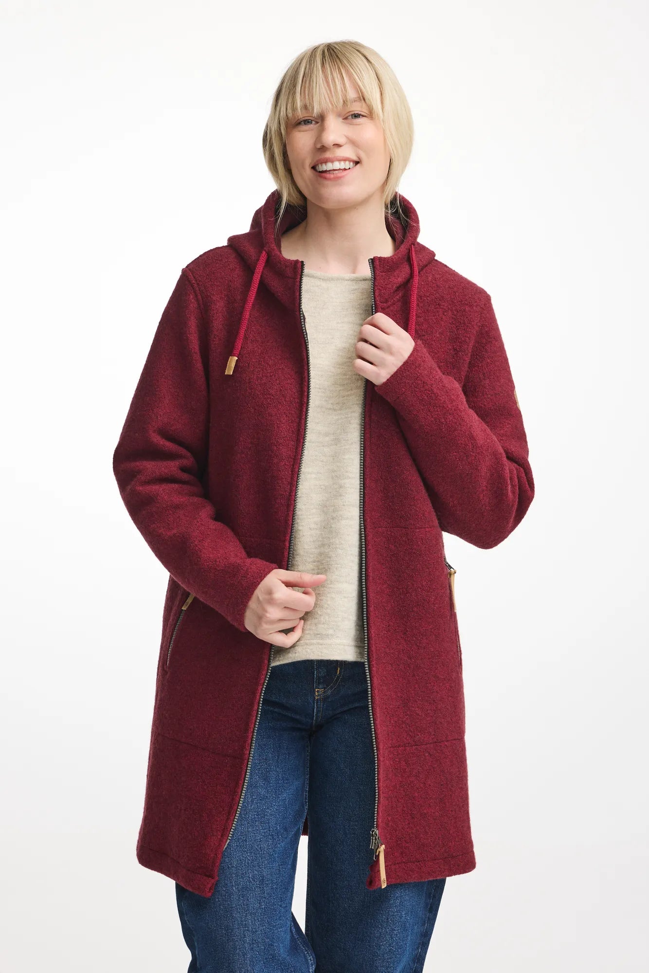 Ivanhoe GY Madbacken Wollmantel Deep Red 38 100% Wolle