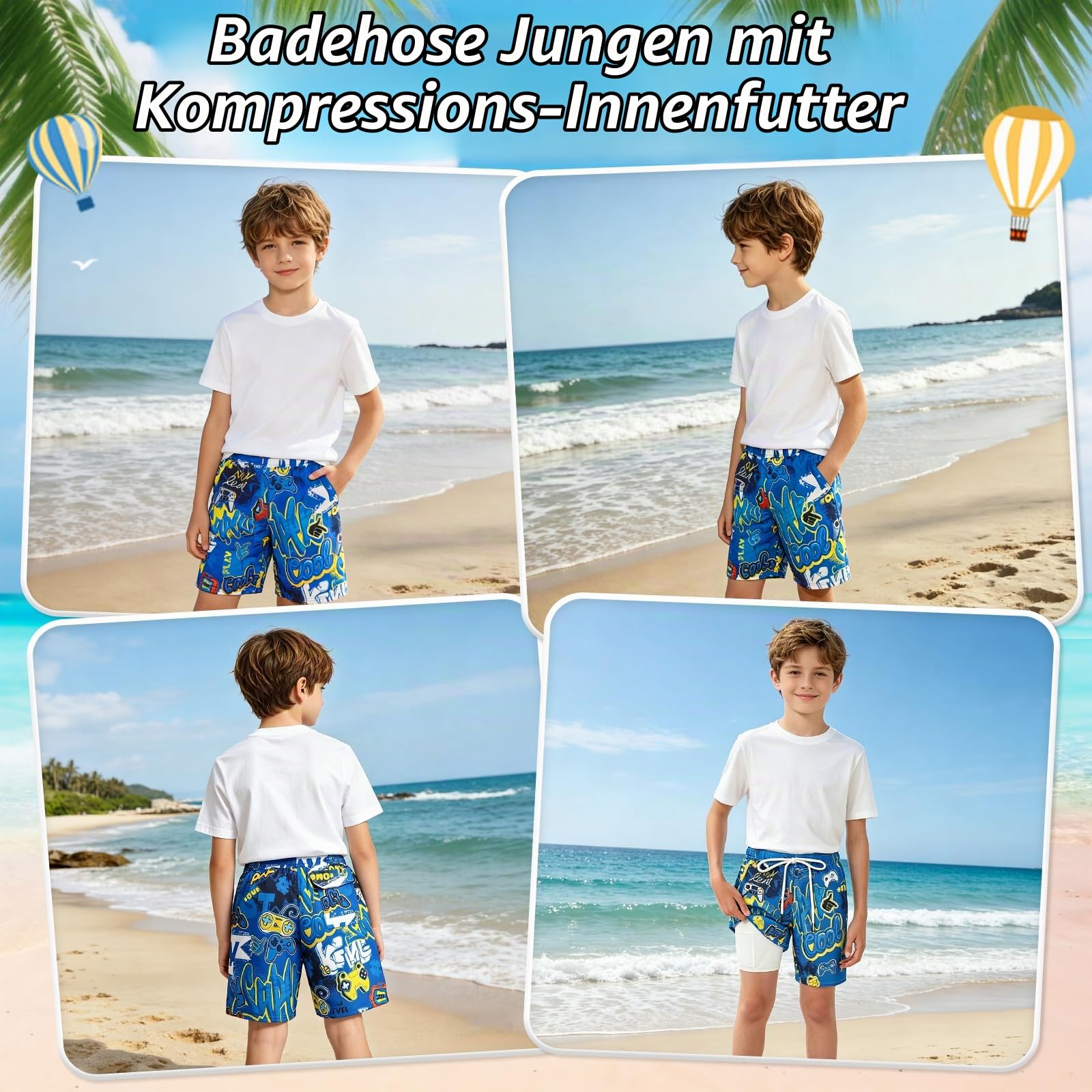 YYDSXK Swimwear Badehose Jungen 150 UV-Schutz 50+ Blau