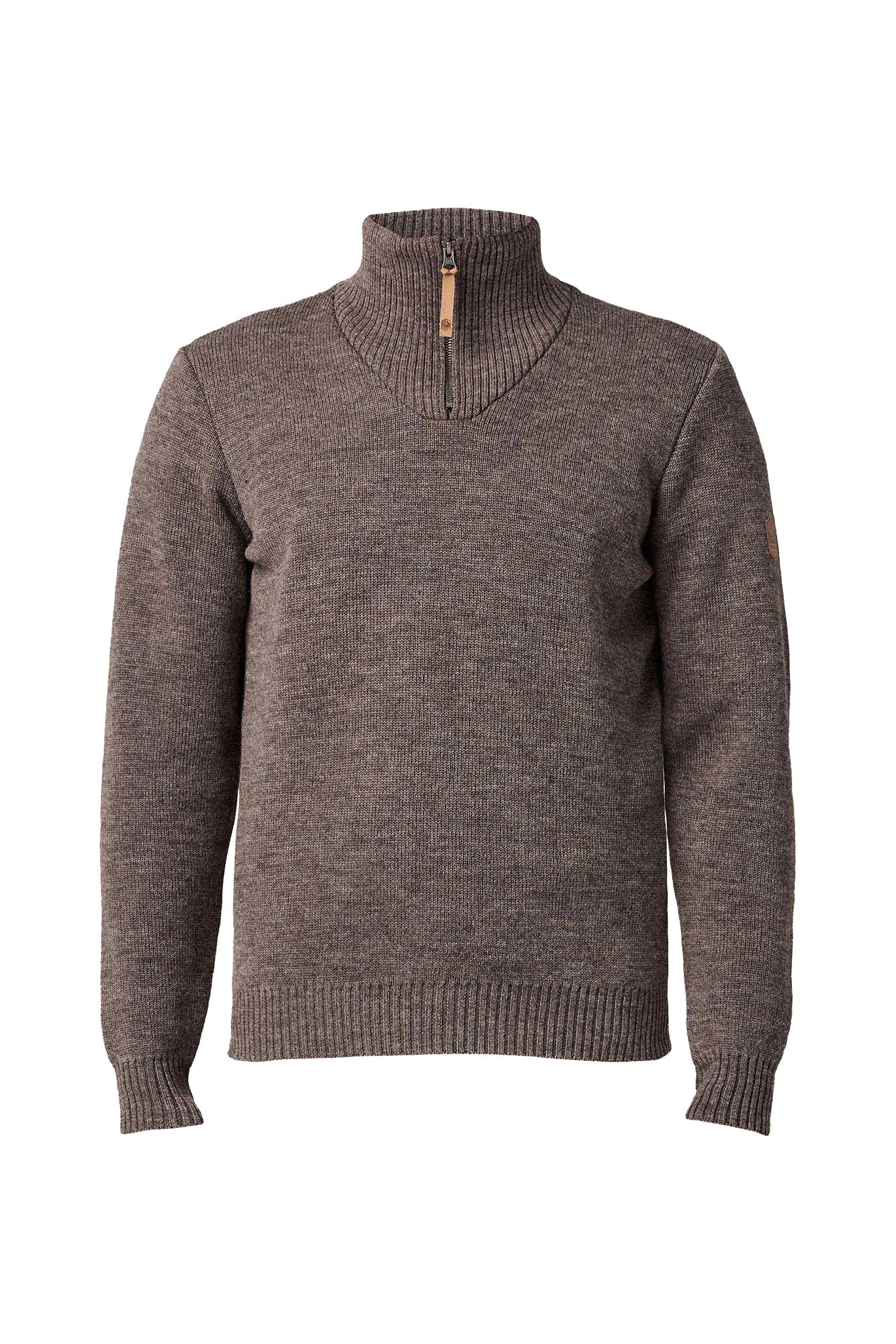 Ivanhoe NLS Elm Zip Wollpullover Herren Nutmeg ungefärbt