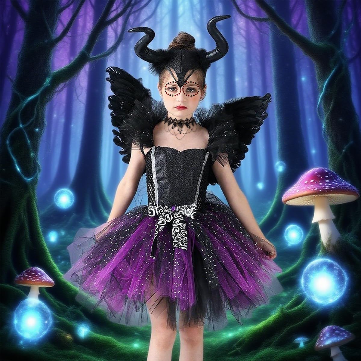 YYDSXK Maleficent Kostüm Kinder 120 Hexenkleid mit Flügel