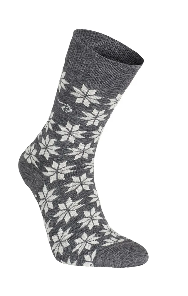Ivanhoe Wool Sock Snowflake Wollsocken Grey Marl