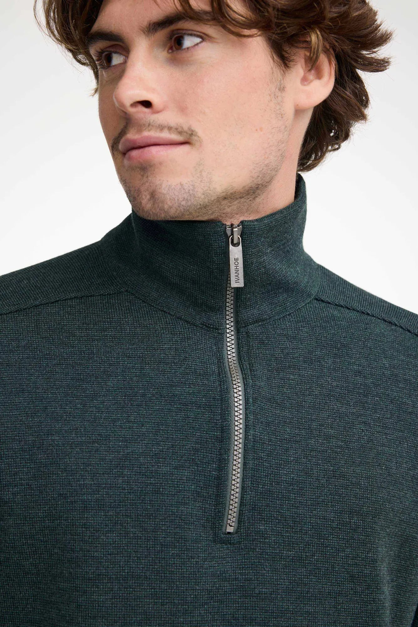 Ivanhoe Ruben Half Zip WB Herren Pullover Rifle Green Merino