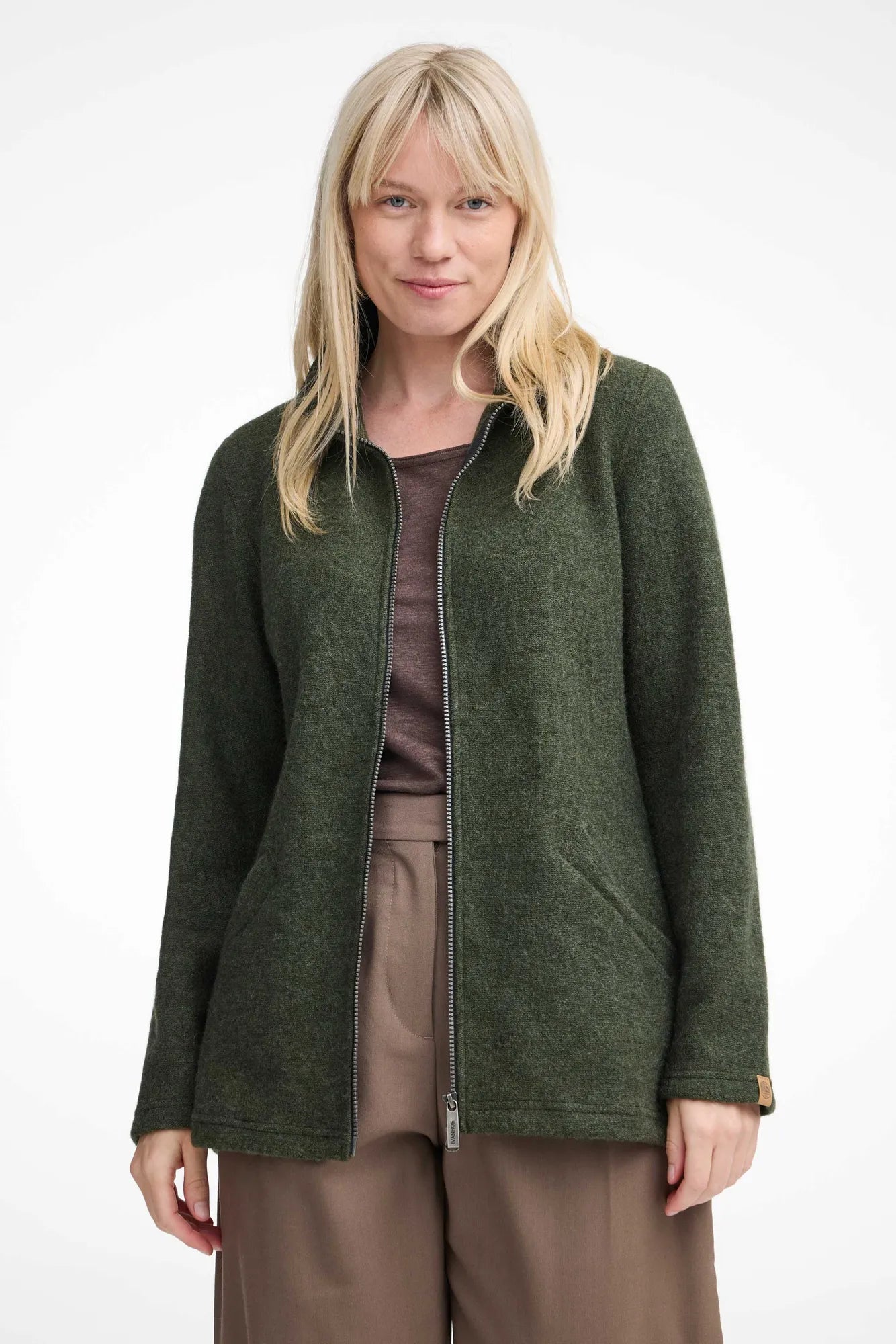 Ivanhoe Brodal Long Strickjacke Loden Green 450g Filzwolle