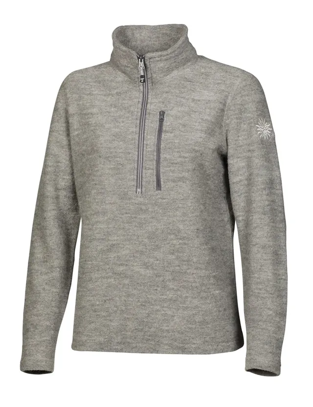Ivanhoe Bonnie Half Zip Damen Pullover Grey Marl 98% Wolle