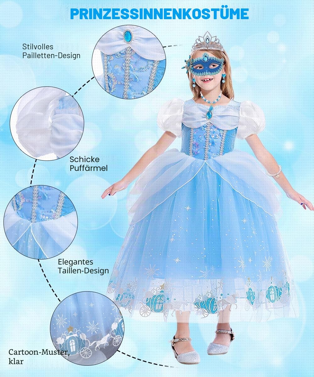 YYDSXK Cinderella Prinzessin Kleid 120 Set A