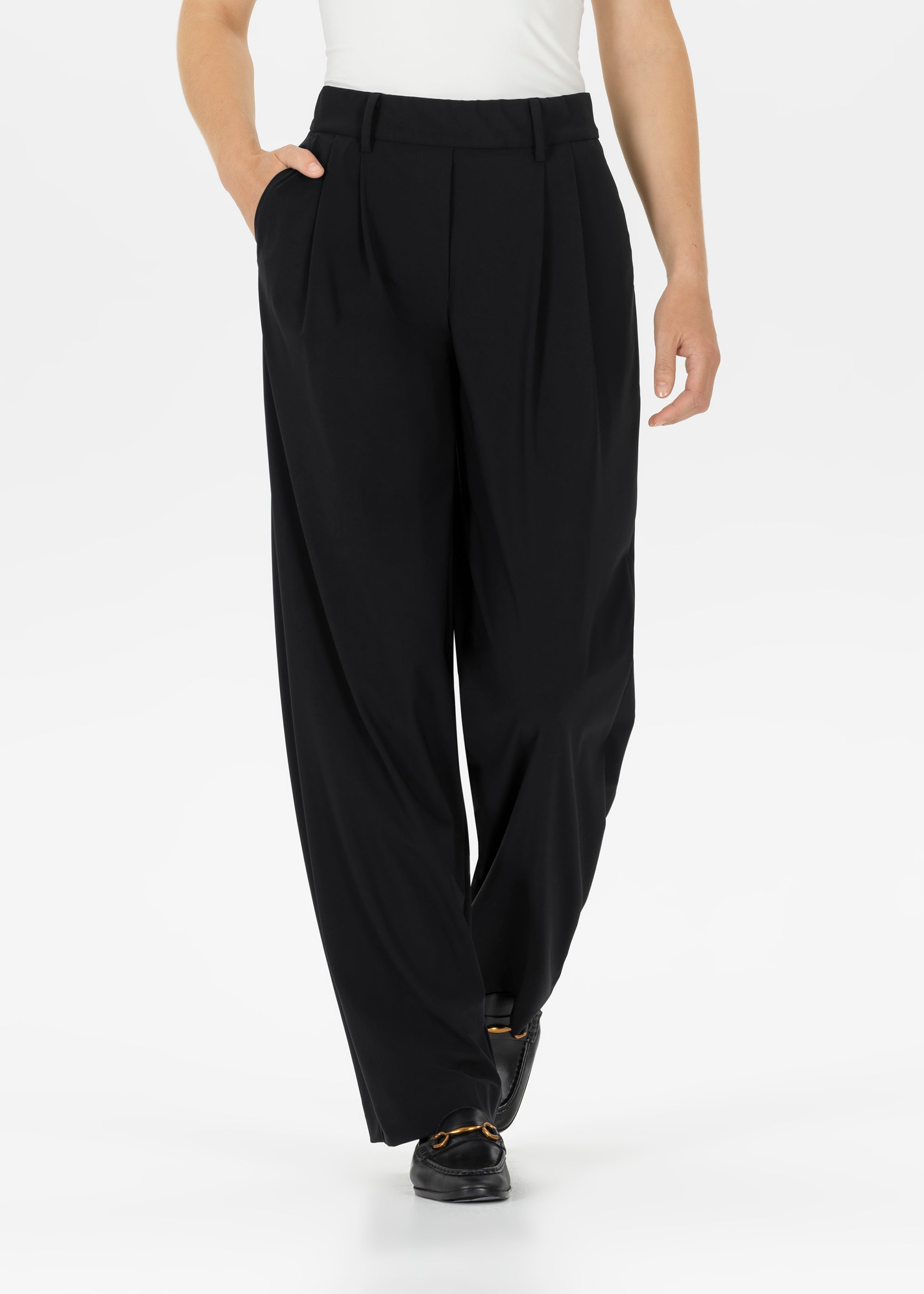 Stehmann Straight Fit Jania Hose schwarz Jersey Marlene