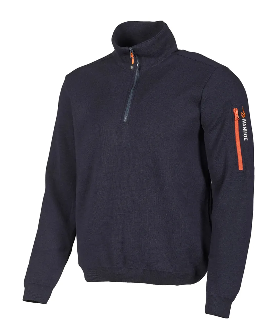 Ivanhoe Hadar Half Zip Pullover Navy M Merino