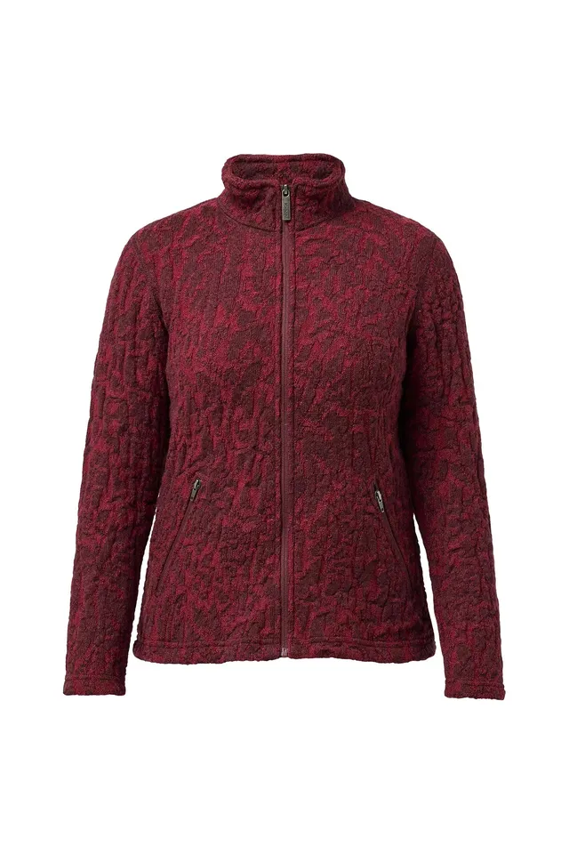 Ivanhoe Ziptröjor Tuva Jaquard Wolljacke 38 Deep Red Filz 100% Wolle