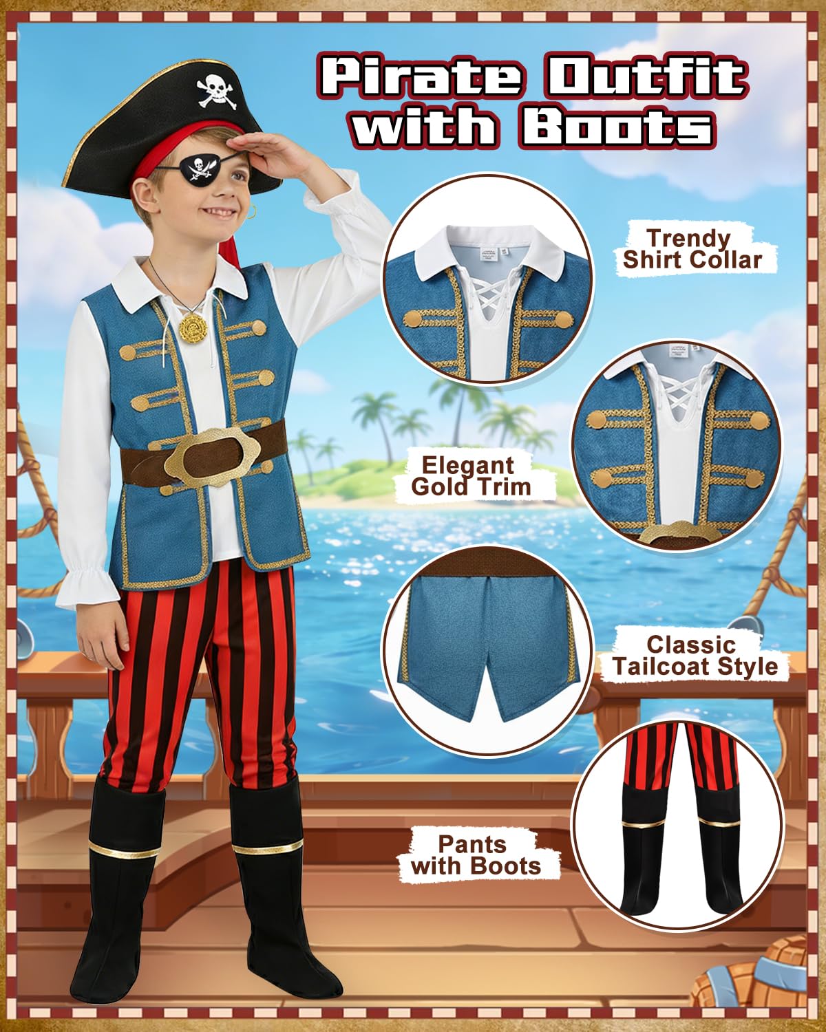 YYDSXK Costumes Piraten Kostüm Kinder Hut Gr. 120